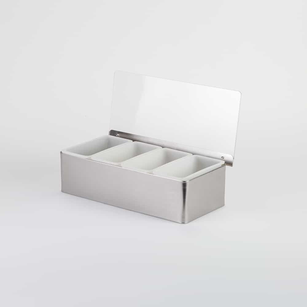 American Metalcraft Stainless Steel Satin Finish Four Compartment Condiment Holder, 12 X 5-3/4 X 3-1/2 Inch