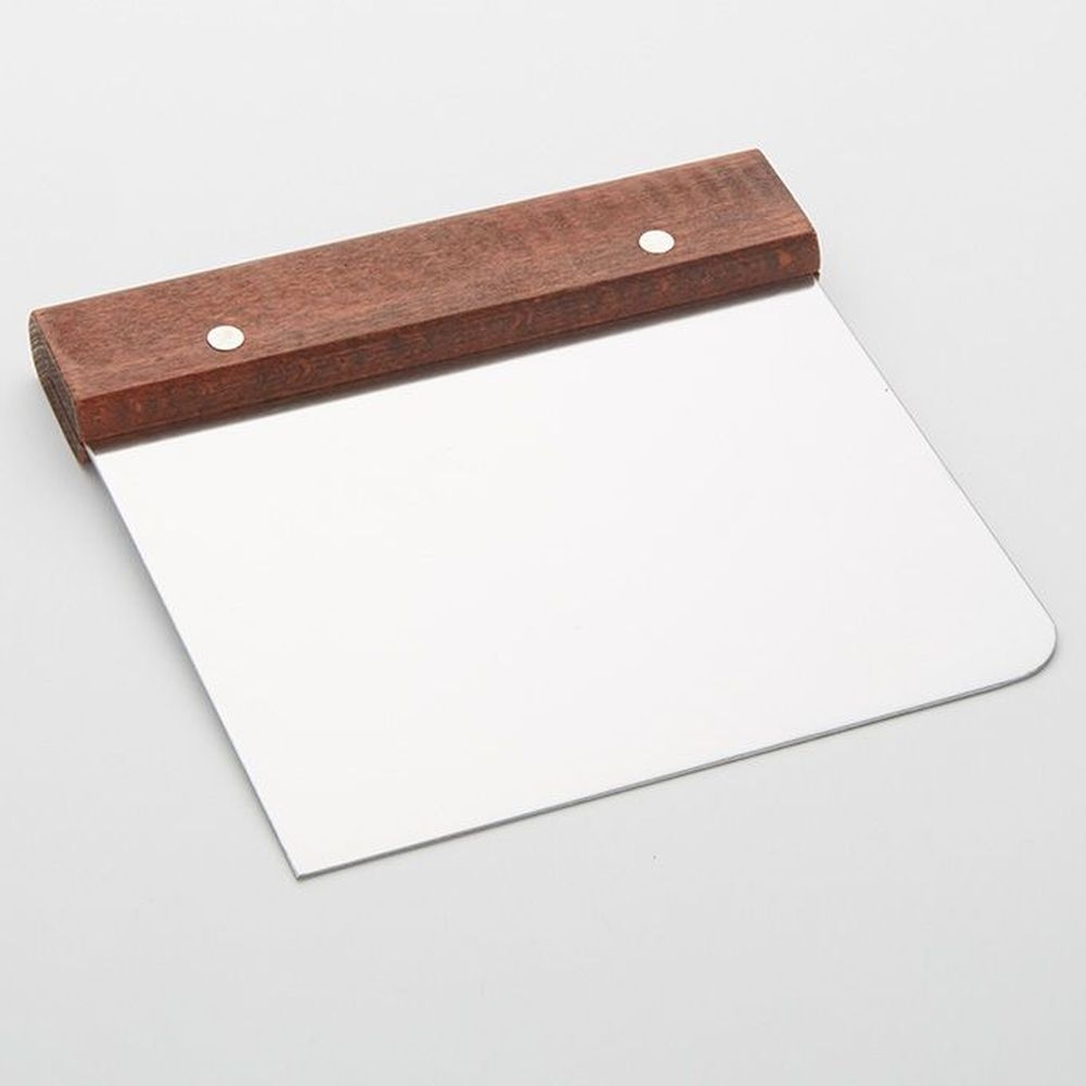 American Metalcraft Stainless Steel Dough Cutter And Scraper With Rubber Wood Handle, 6 X 6 Inch