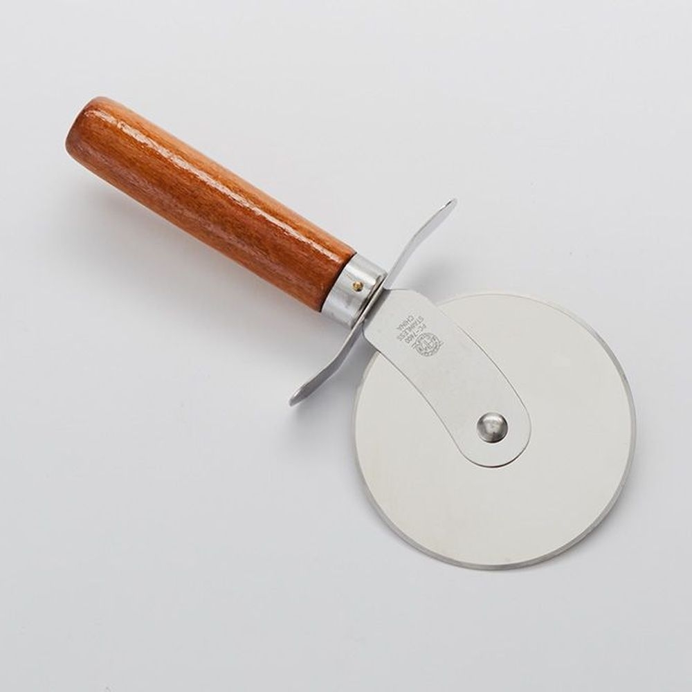 American Metalcraft Stainless Steel Pizza Cutter With Dark Brown Beech Wood Handle, 4 Inch Dia.
