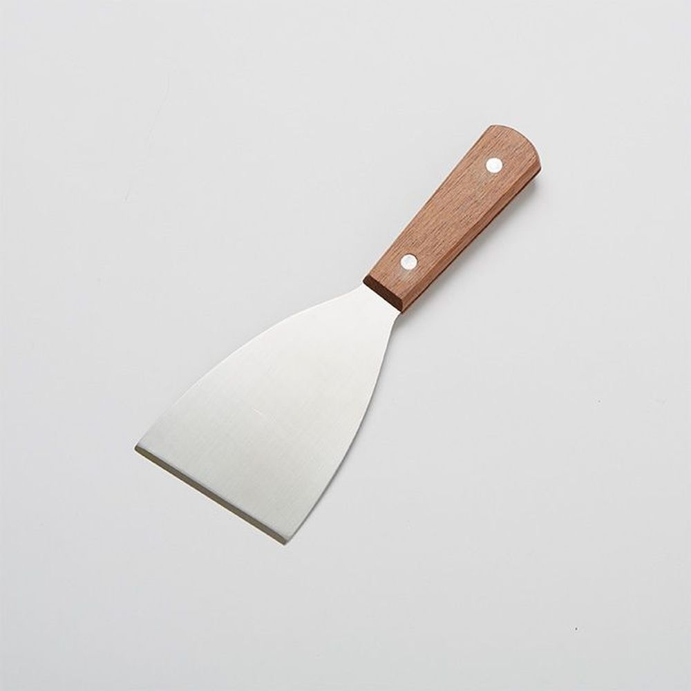 American Metalcraft Stainless Steel Slant Edge Scraper With Wood Handles, 7-1/2 X 3 Inch