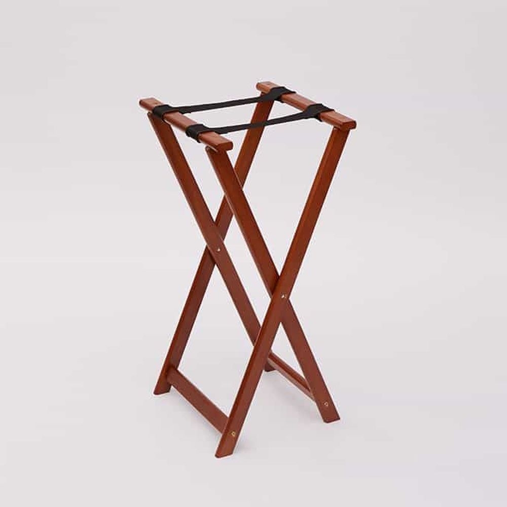 American Metalcraft Walnut Finish Wood Tray Stand, 31 inch