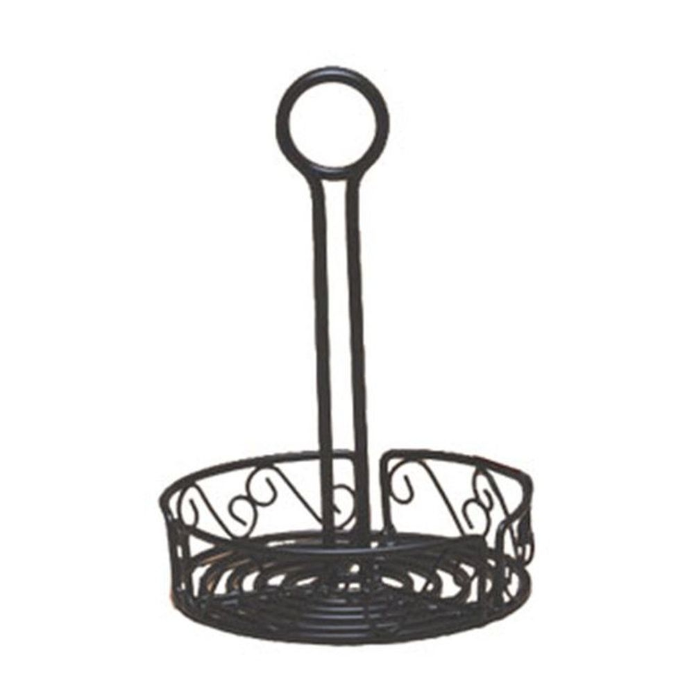 American Metalcraft Black Wrought Iron Scroll Design Condiment Rack, 7 1/2 Inch