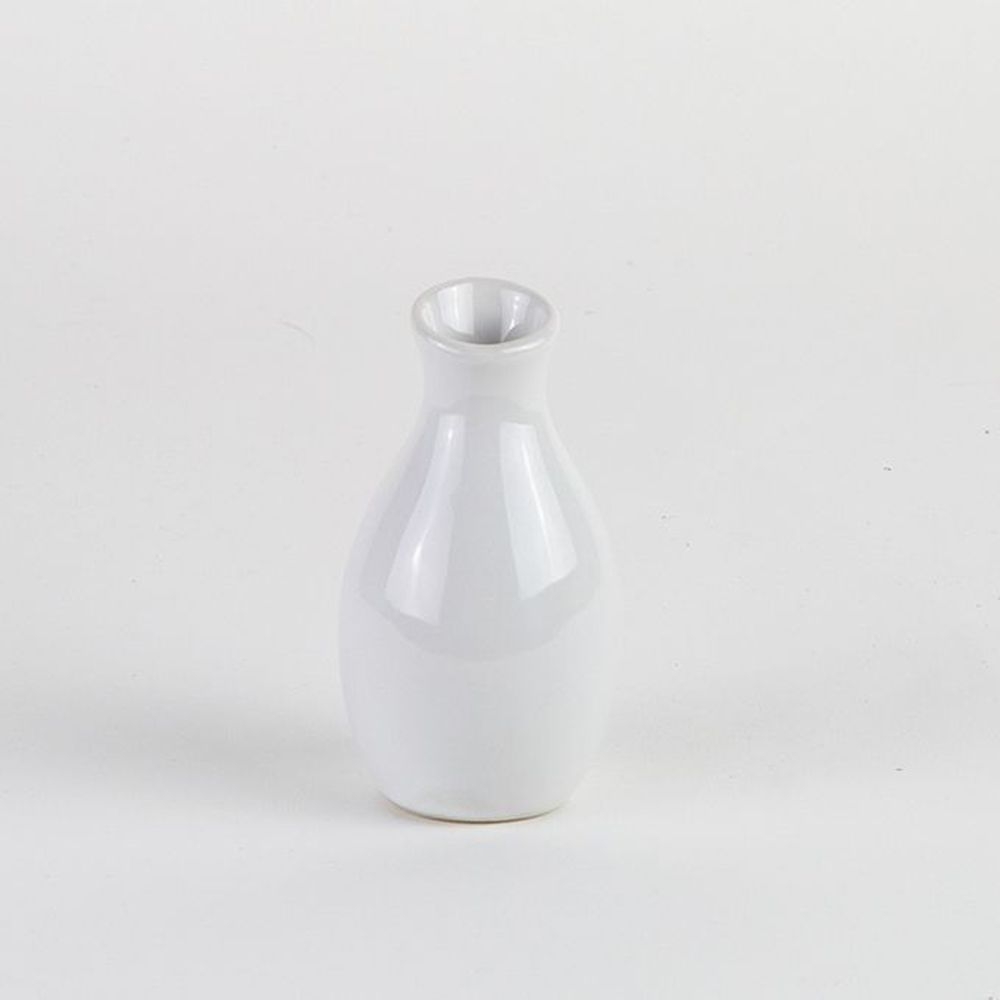 American Metalcraft White Ceramic Bud Vase Jug, 2 X 3 7/8 Inch