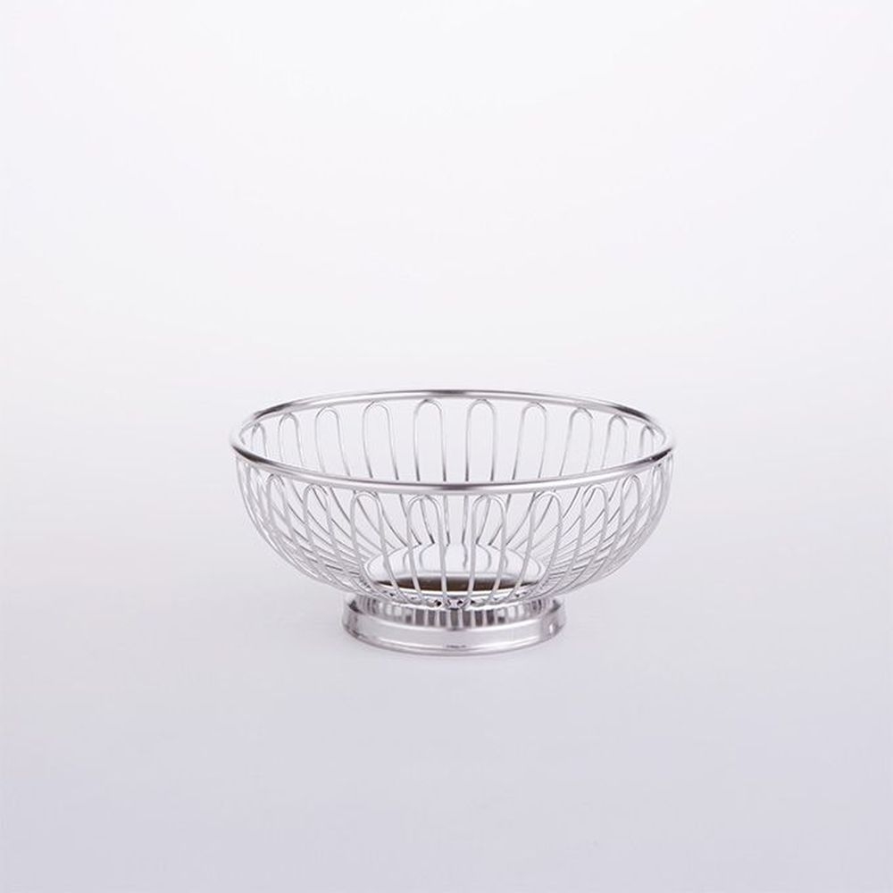 American Metalcraft Silver Stainless Steel Round Basket, 6-7/8 Inch Dia. X 2-7/8 Inch Height