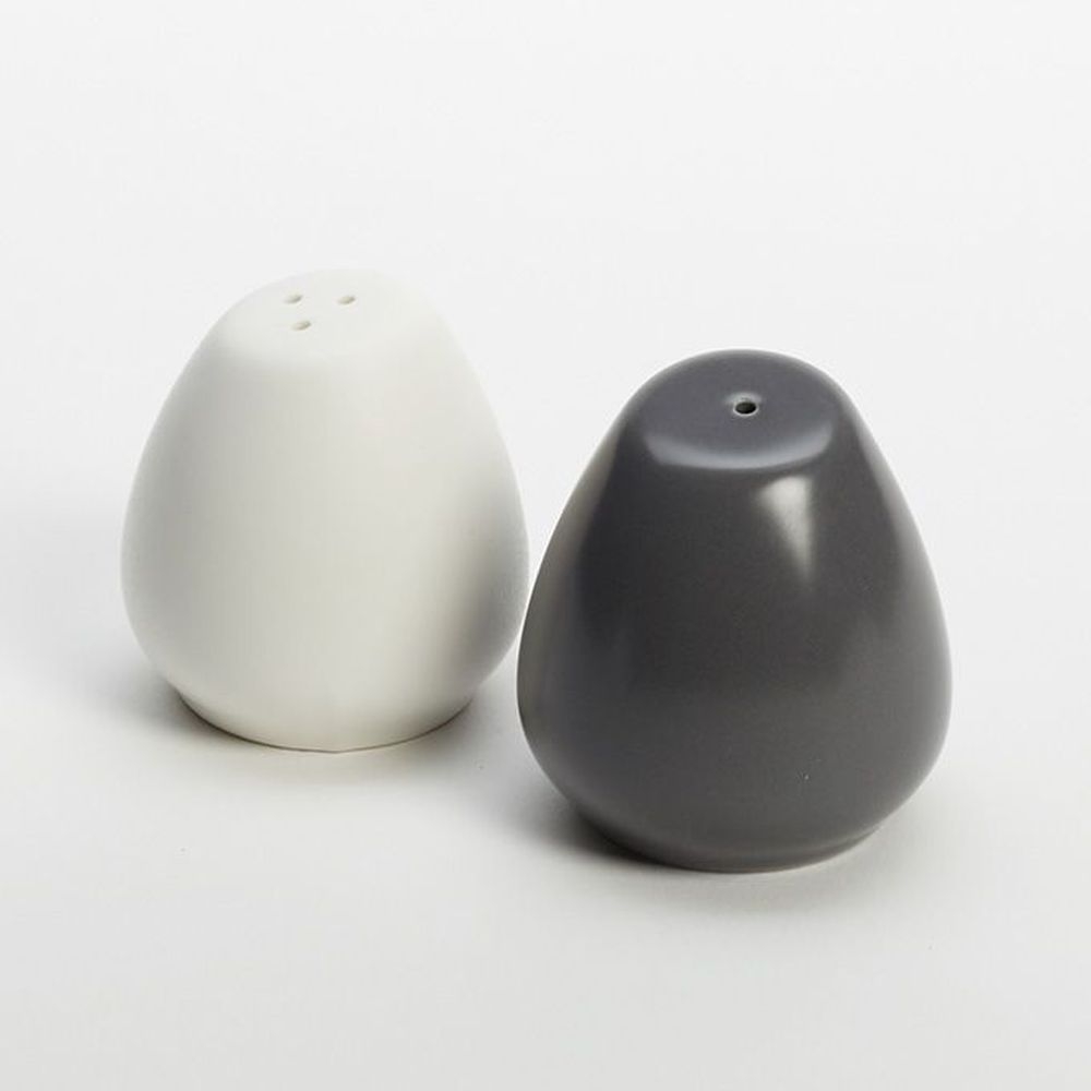 American Metalcraft White Gray Porcelain 2 Ounce Salt And Pepper Shaker Set, 2 Inch Dia. X 2-1/4 Inch Height