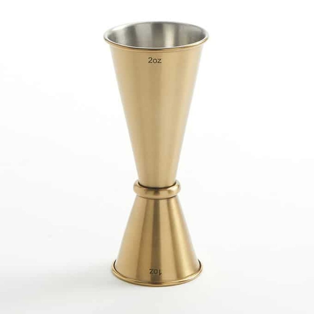 American Metalcraft Gold Brushed Stainless Steel Japanese Style Jigger, 1 X 2 Ounce Capacity