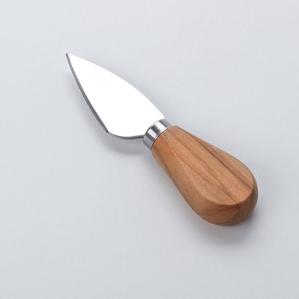 American Metalcraft Stainless Steel Semi Hard Cheese Knife With Olive Wood Handle, 4 3/4 Inch Length