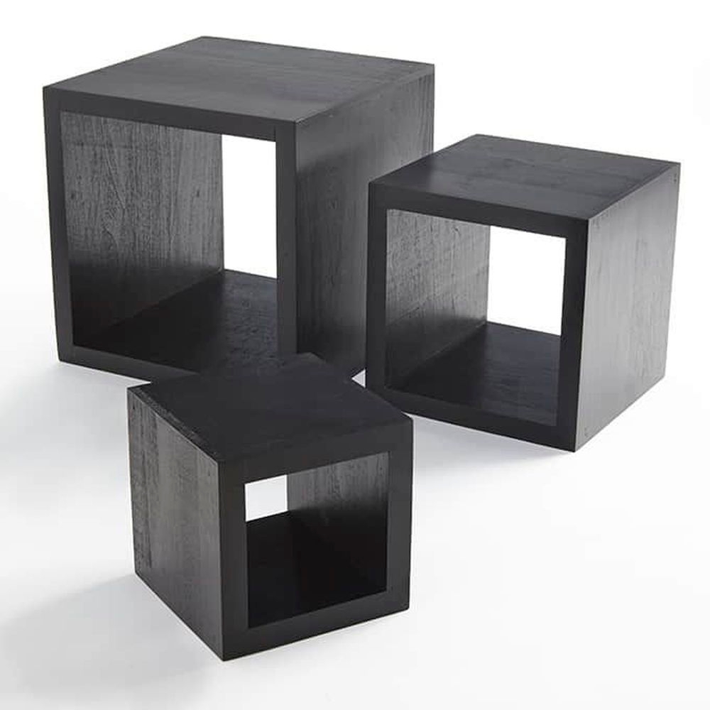 American Metalcraft Black Wood Square Riser Set, Set Of 3