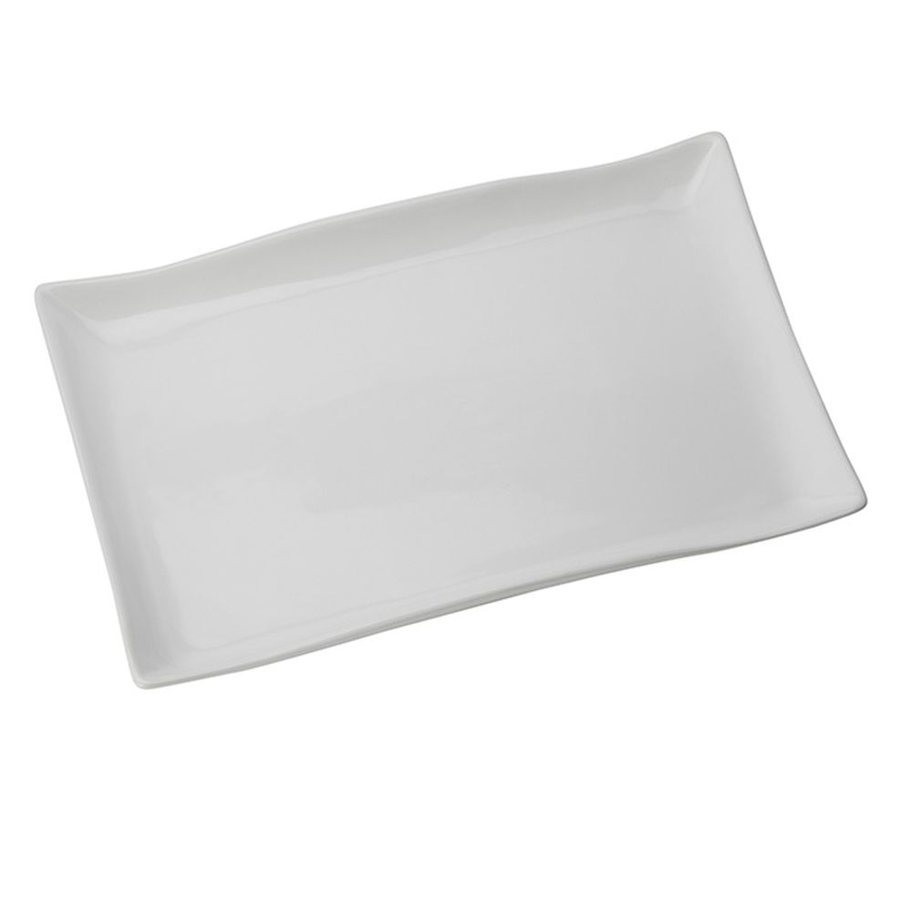 American Metalcraft Prestige Collection White Ceramic Wavy Platter, 21-3/4 X 14-1/8 X 2 Inch