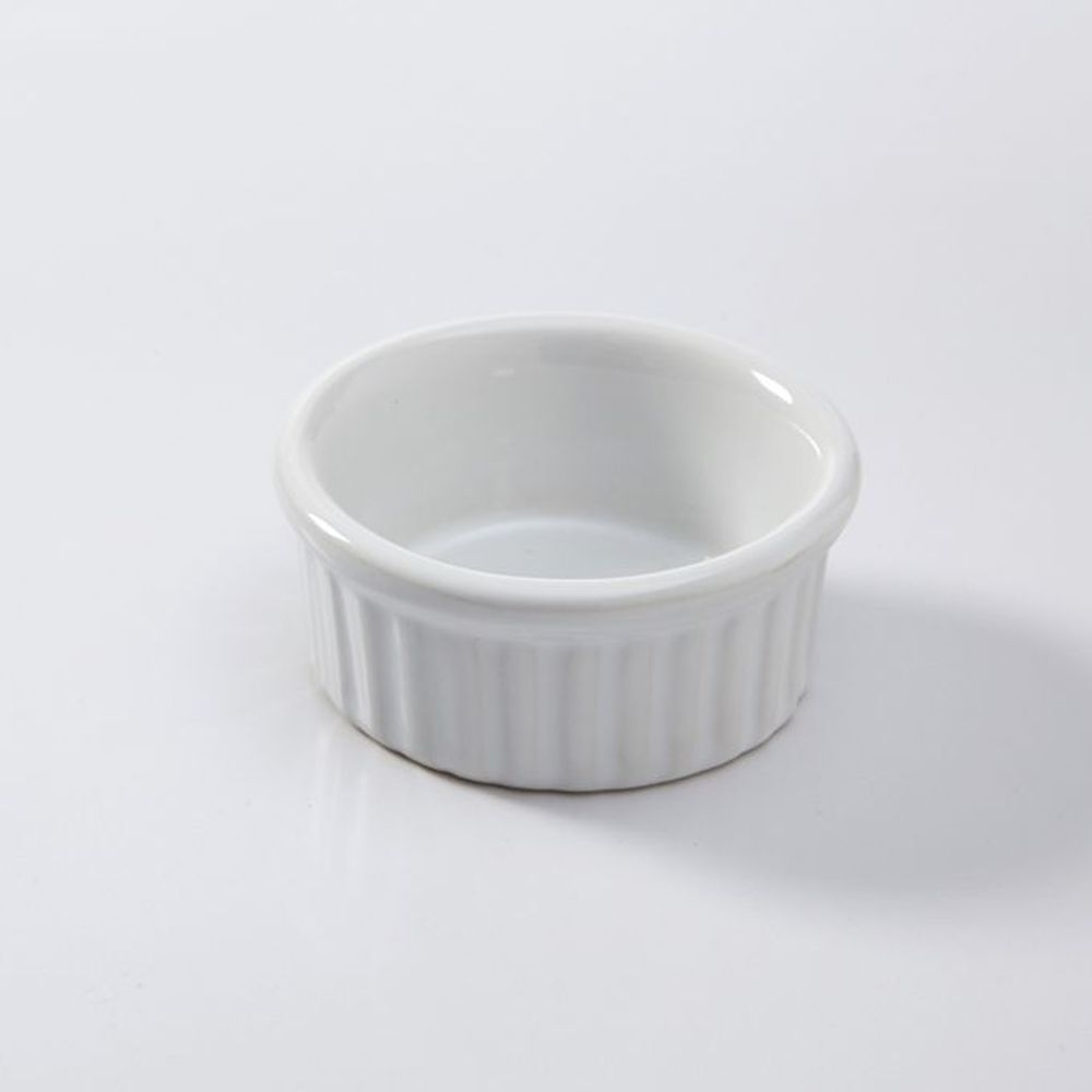 American Metalcraft White Ceramic 2 Ounce Ribbed Ramekin, 2-3/4 Inch Dia. X 1-1/4 Inch Height