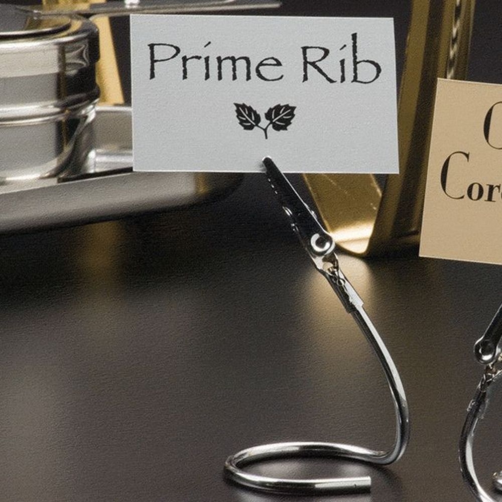 American Metalcraft C Design Swirly Stainless Steel Alligator Clip Card Holder, 4 Inch Height