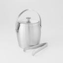 American Metalcraft Satin Finish Stainless Steel Double Wall Ice Bucket with Ice Tong, 4 3/8 inch Dia x 6 1/4 inch Height