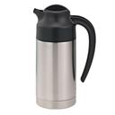 SteelVac Brushed Stainless and Black Finish Vacuum Insulated Creamer with Steel Base and Twist Lid