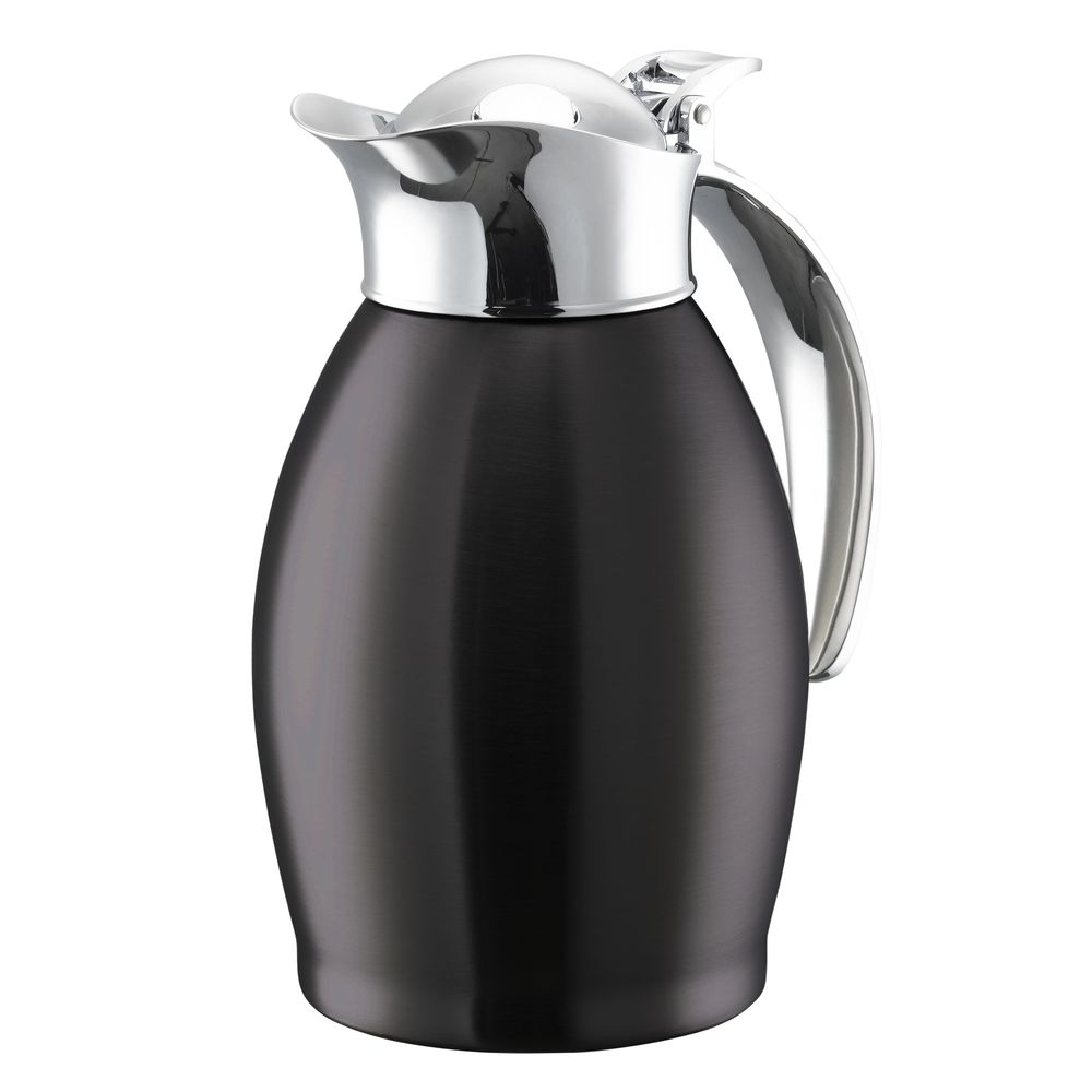 Service Ideas Nicollet Series Black Onyx Finish Stainless Vacuum Insulated Carafe With Flip-top Lid, 0.6 Liter Capacity