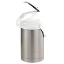 Color-Me-SVAC Brushed Stainless and White Finish Vacuum Insulated Airpot with Lever Pump Lid 2.5 Liter Capacity