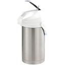 Color-Me-SVAC Brushed Stainless and White Finish Vacuum Insulated Airpot with Lever Pump Lid 3 Liter Capacity