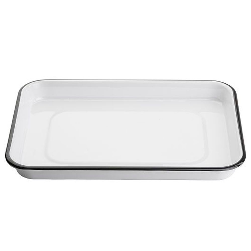 Tablecraft White And Black Rim 1/4 Size Melamine Sheet Pan, 13 X 9.5 X 1.125 Inch