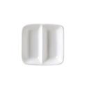 White 3 3/8 inch Square Divided Sauce Dish