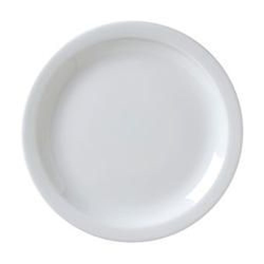 Catalina Porcelain White 10.5 Inch Narrow Rim Plate, 12 Count
