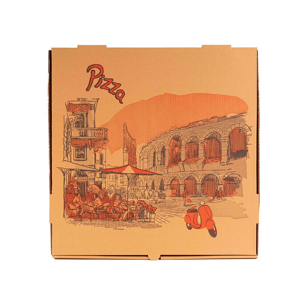 Kitch 24/7 16 X 16 X 2 Inch Kraft Stock Print Design Corrugated Pizza Box -- 50 Per Case