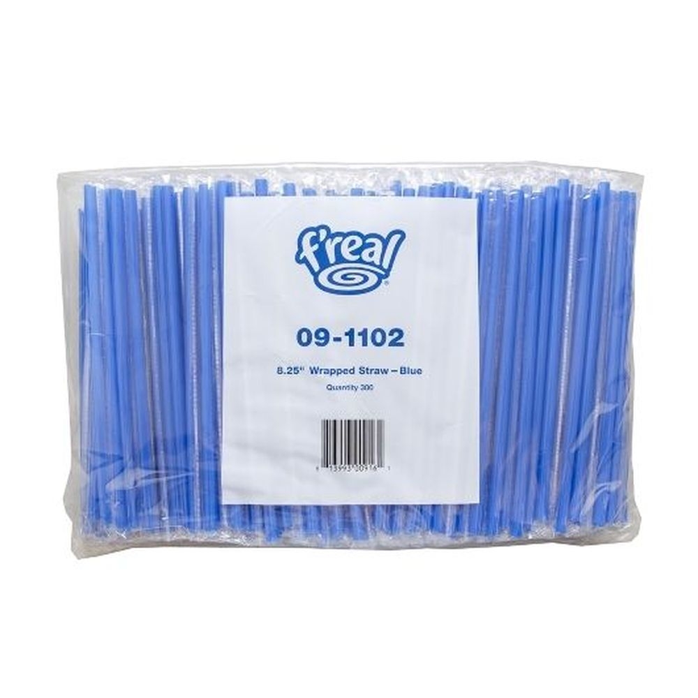 Amercare F Real Blue Poly Wrapped Giant Straw, 300 count per pack -- 10 per case.