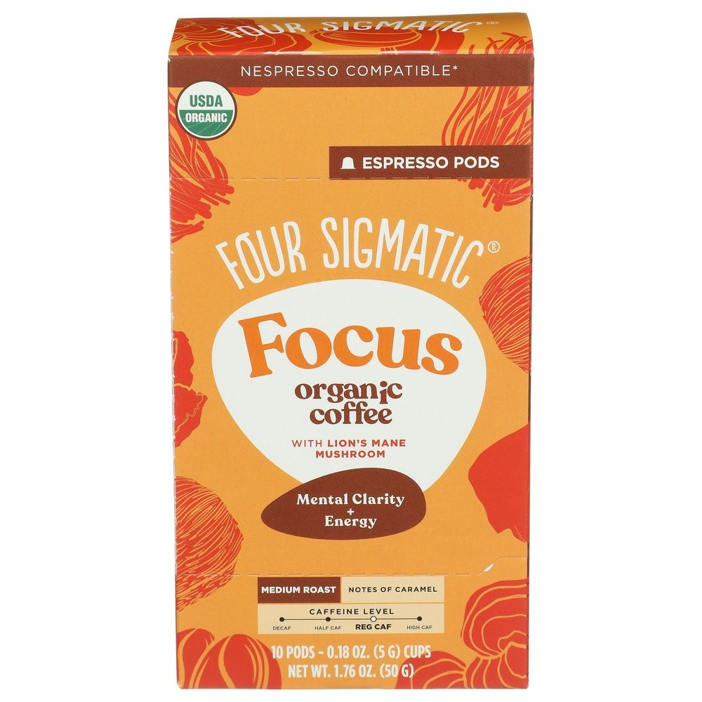 Four Sigmatic Organic Focus Medium Roast Coffee Espresso Pods, 1.76 Ounce -- 9 Per Case