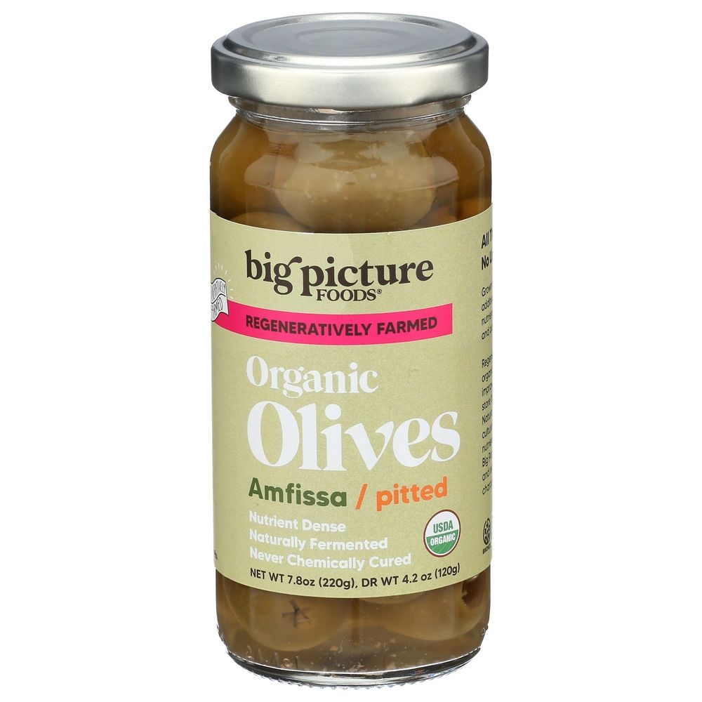 Big Picture Foods Green Amfissa Pitted Olives, 7.8 Ounce -- 8 Per Case