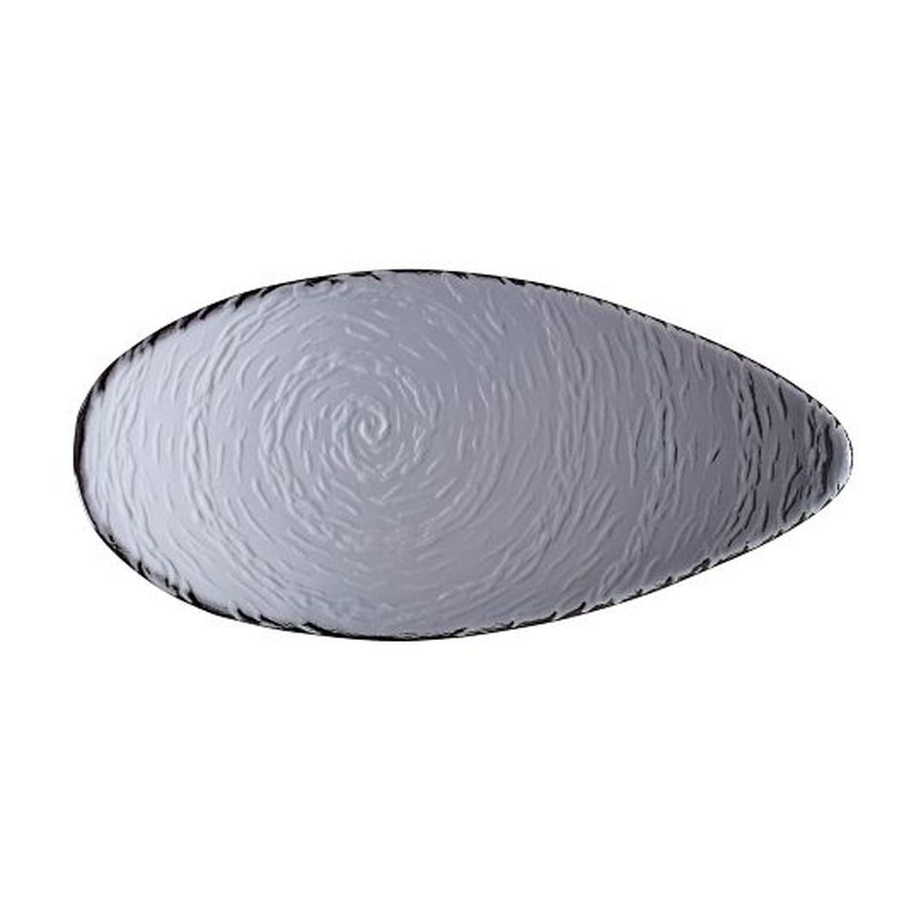 Scape 12.125 x 5.875 inch Smoked Glass Oval Platter, 6 count