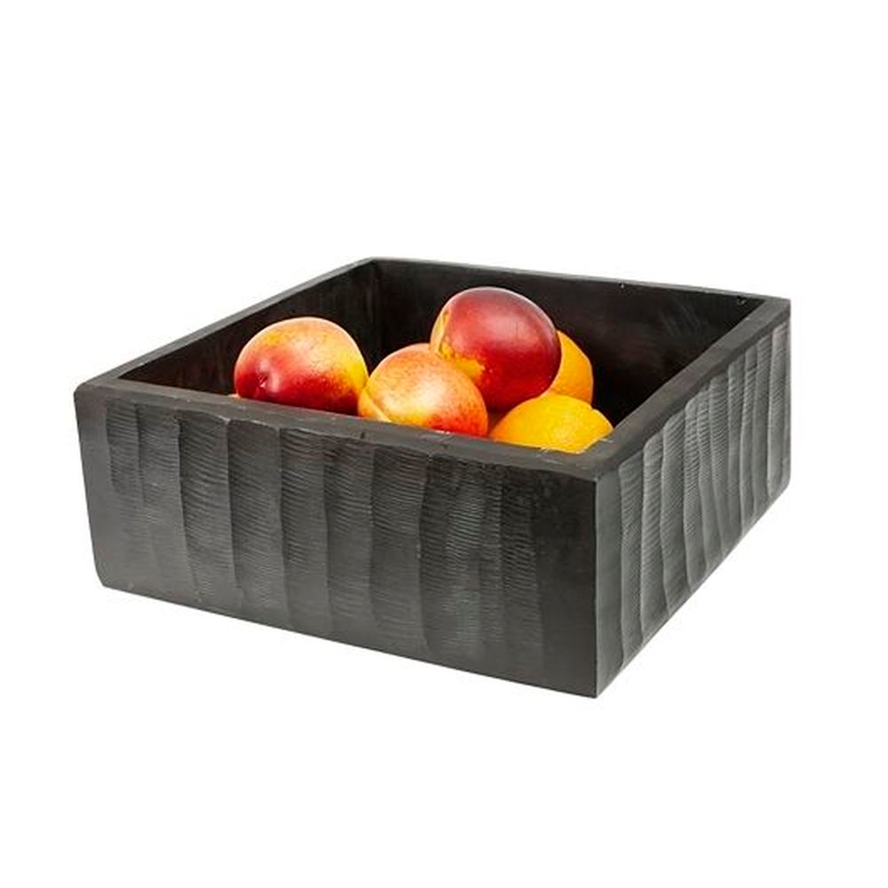 Carved Espresso Resin Riser/Box, 12.0 x 12.0 x 4.5 inch