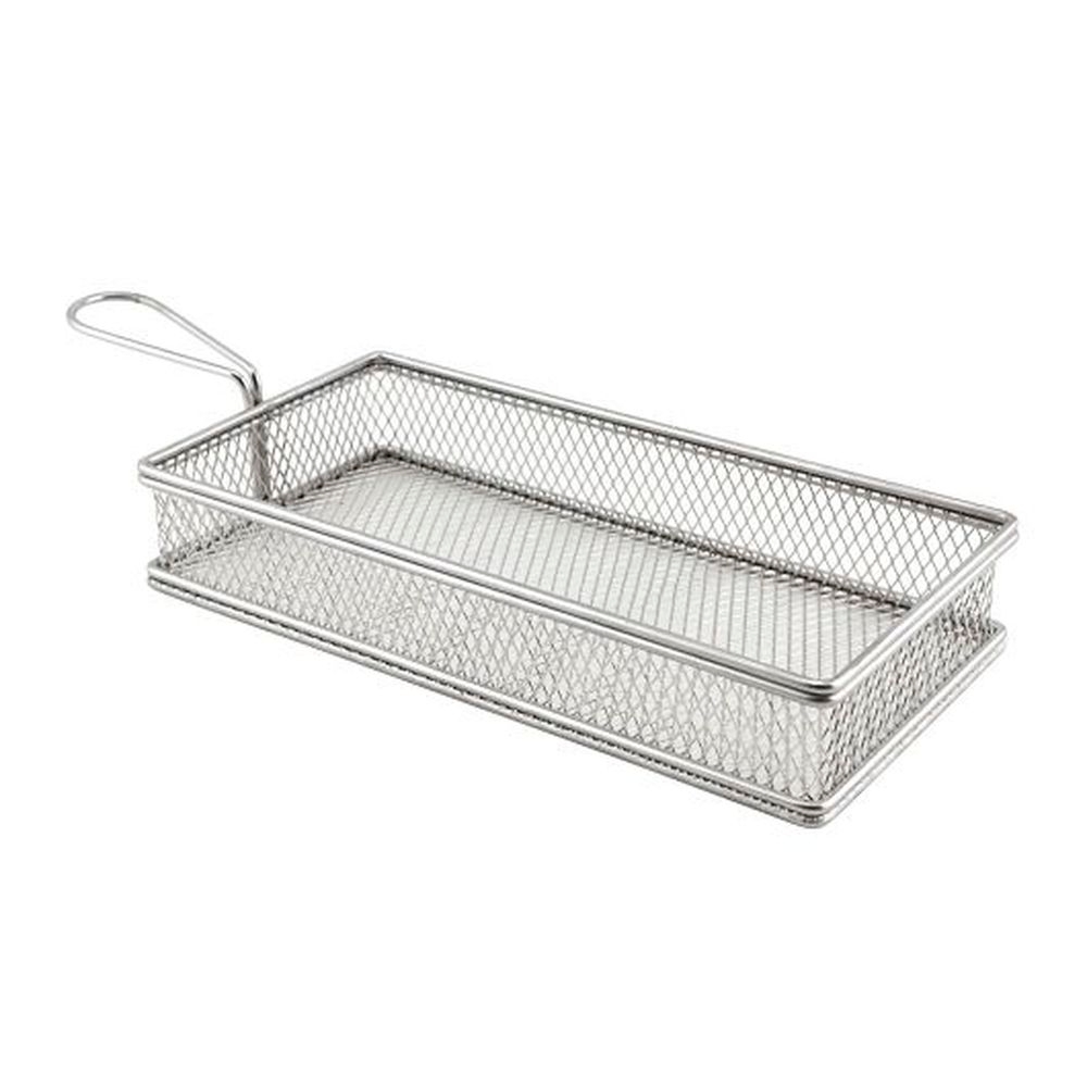 Genware Stainless Steel 13 3/8 Inch Rectangle Large Serving Basket, 6 Count