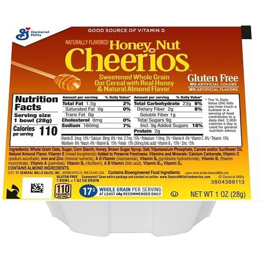 Honey Nut Cheerios Cereal, Bowl Pak, 1 Ounce -- 96 Per Case
