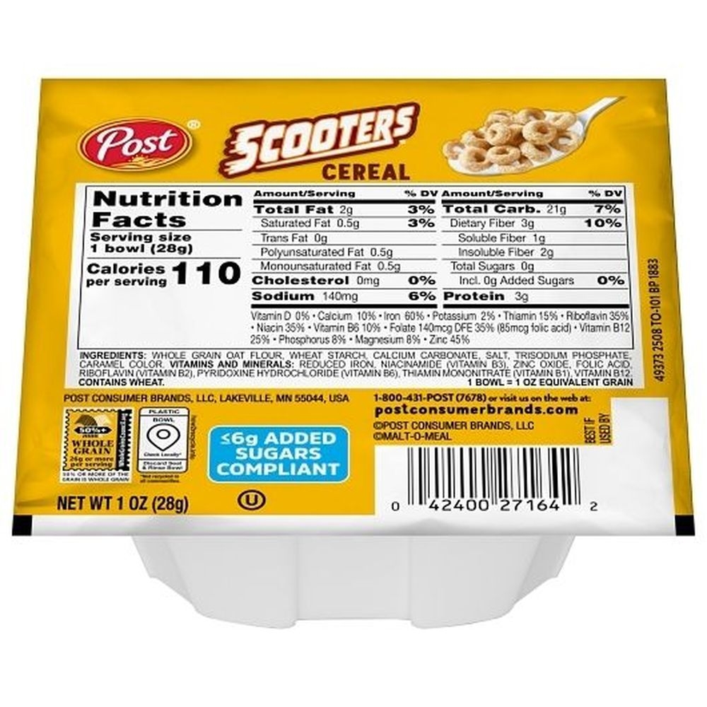 Malt-o-meal Scooters Cereal, 1 Ounce -- 96 Per Case