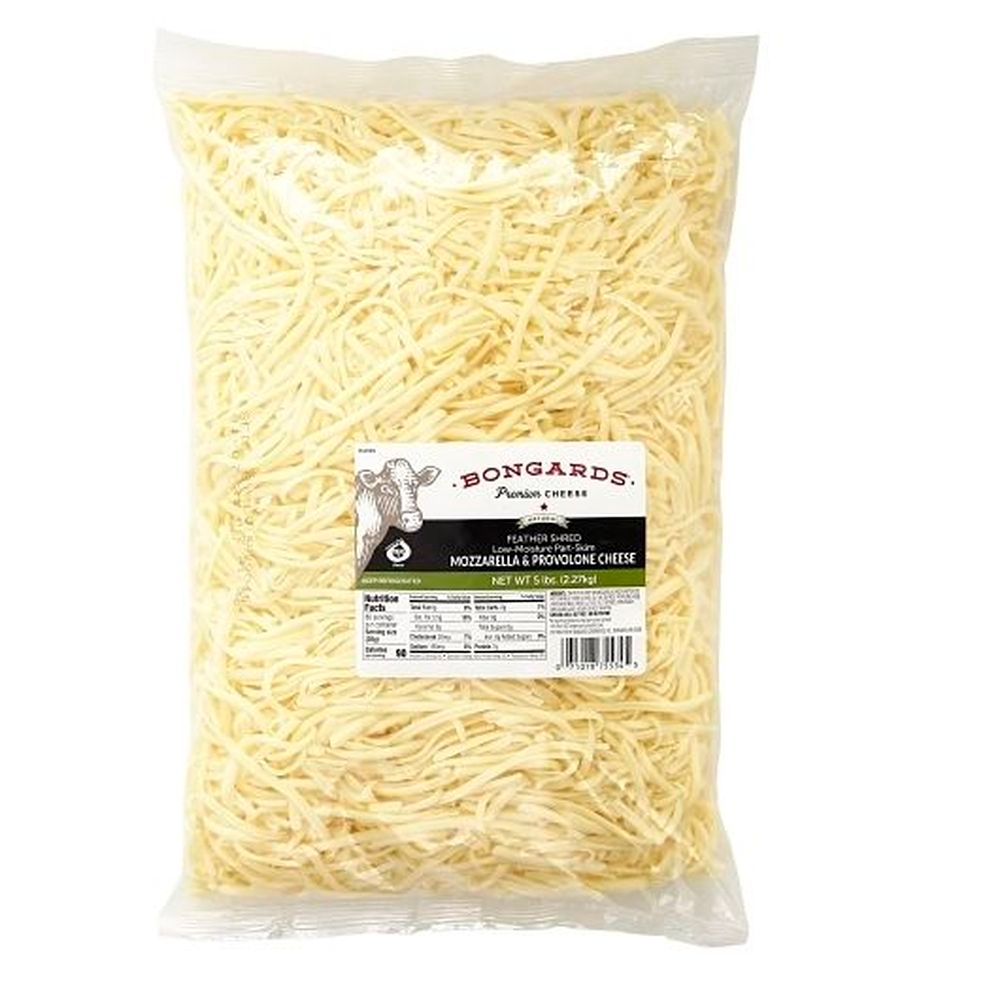 Bongards Mozzarella Provolone Blended Feather Shredded Cheese, 5 Pound -- 4 per case.
