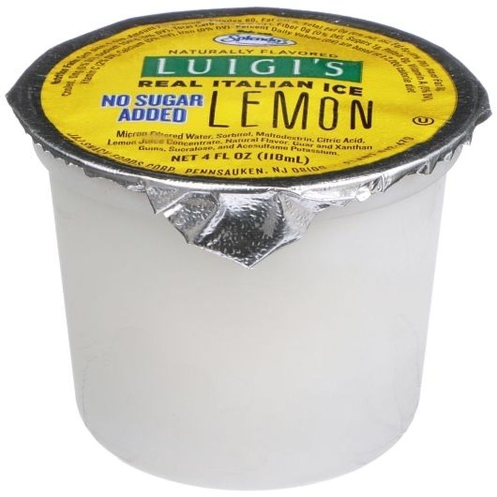 Luigi's No Sugar Added Lemon Italian Ice Cup, 4 Ounce -- 48 per case