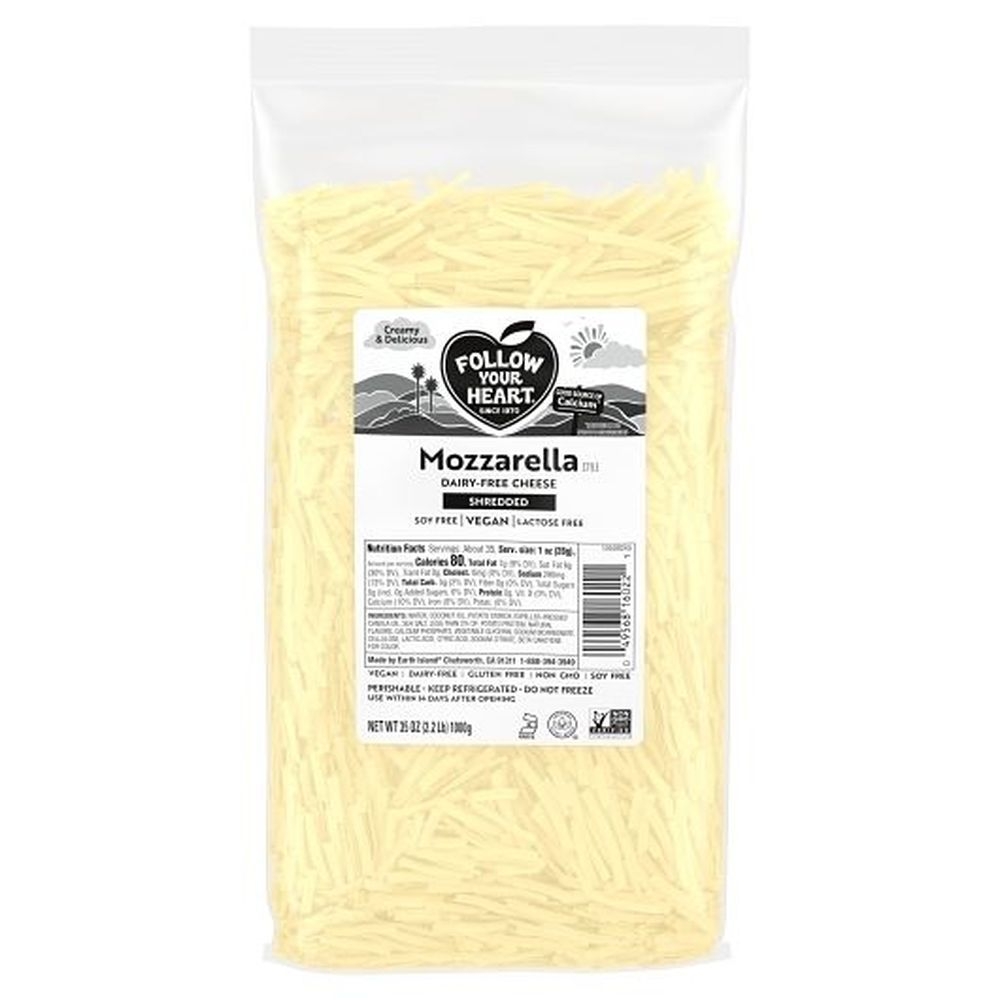 Follow Your Heart Dairy Free Shredded Mozzarella Style Cheese, 2.2 Pound -- 6 Per Case
