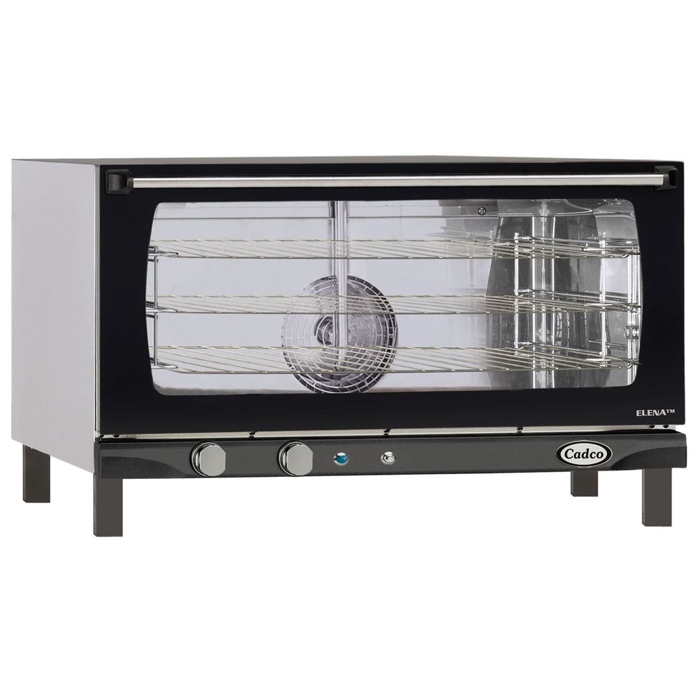 Cadco Heavy-duty Stainless Steel 220 Volt Countertop Convection Oven With Manual Controls And Humidity, 3 Full Size Sheet Pan Capacity, 31 1/2 X 19 7/8 X 32 Inch