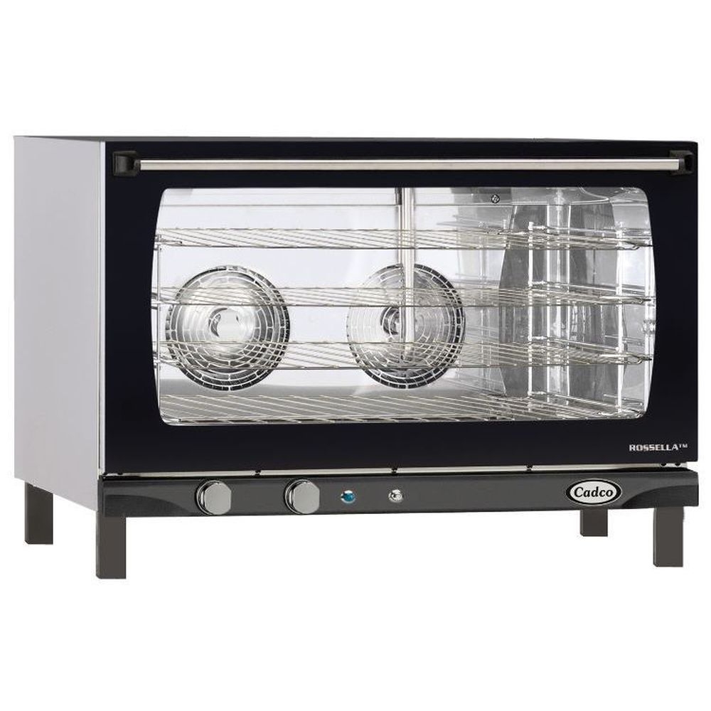Cadco Heavy-duty Stainless Steel 220 Volt Countertop Convection Oven With Manual Controls And Humidity, 4 Full Size Sheet Pan Capacity, 31 1/2 X 23 X 32 Inch
