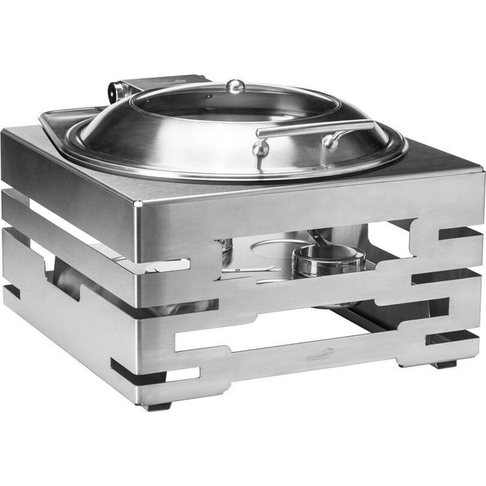 Multi-Chef Square Stainless Steel Warmer with Round Soft Close Chafer and 3 Fuel Holders