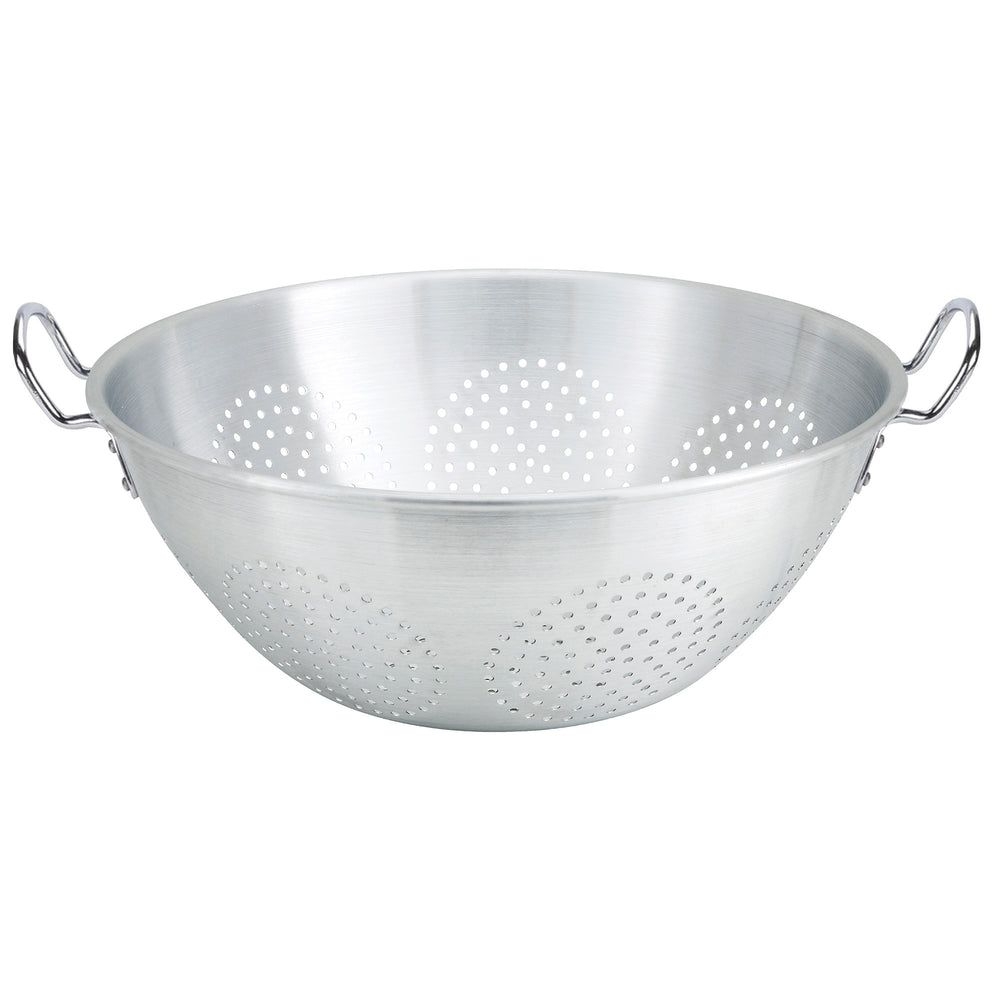 Winco Aluminum No Base Chinese Style Tapered Colander With Handles, 12 Quart Capacity -- 6 Per Case