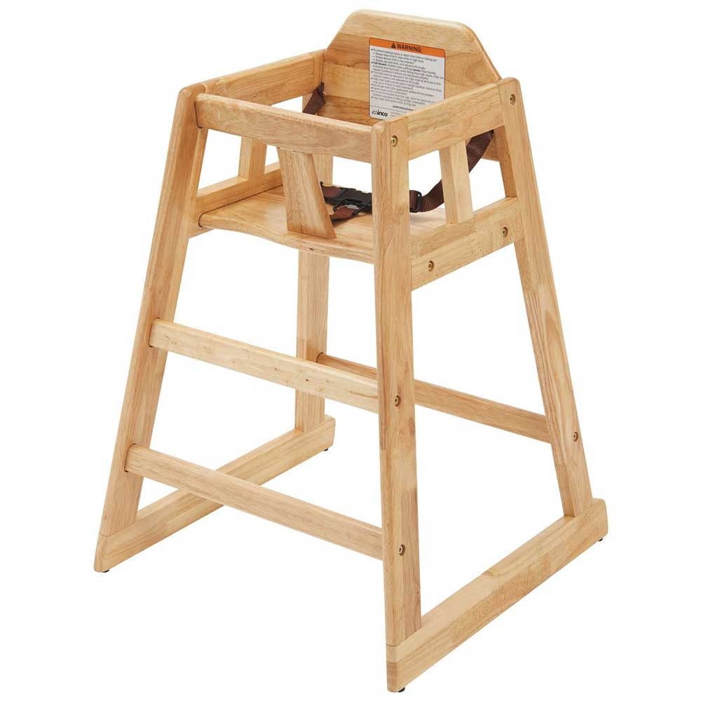 Winco Rubberwood Natural Finish Assembled Stacking High Chair, 20 Inch Length