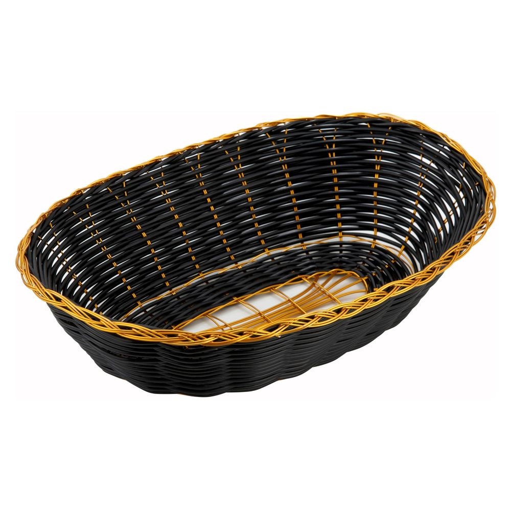 Winco Black And Gold Polypropylene Oval Woven Basket, 9 X 6 1/4 X 2 1/4 Inch -- 12 Per Case