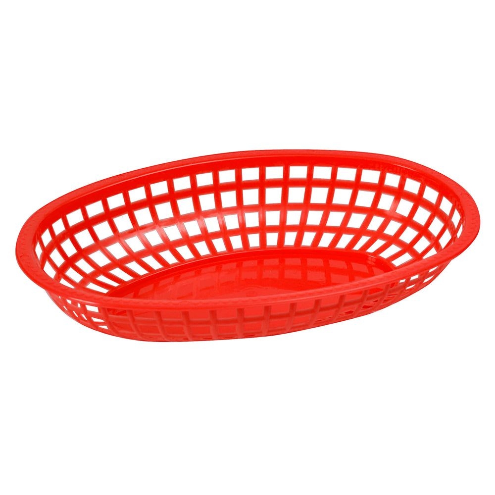 Winco Red Plastic Oval Fast Food Basket, 10 1/4 X 6 3/4 X 2 Inch -- 3 Per Case