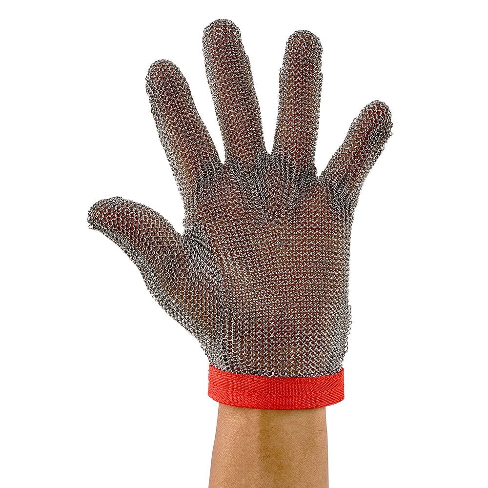 Winco Red Strap 18/8 Stainless Steel Medium Protective Mesh Glove -- 10 Per Case