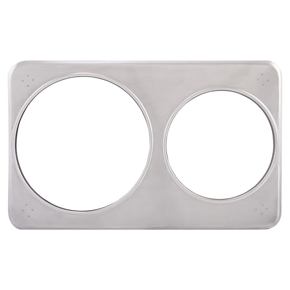 Winco Stainless Steel Rectangle Adaptor Plate With 6 3/8 And 8 3/8 Inch Inset Holes, 21 X 13 X 0.75 Inch