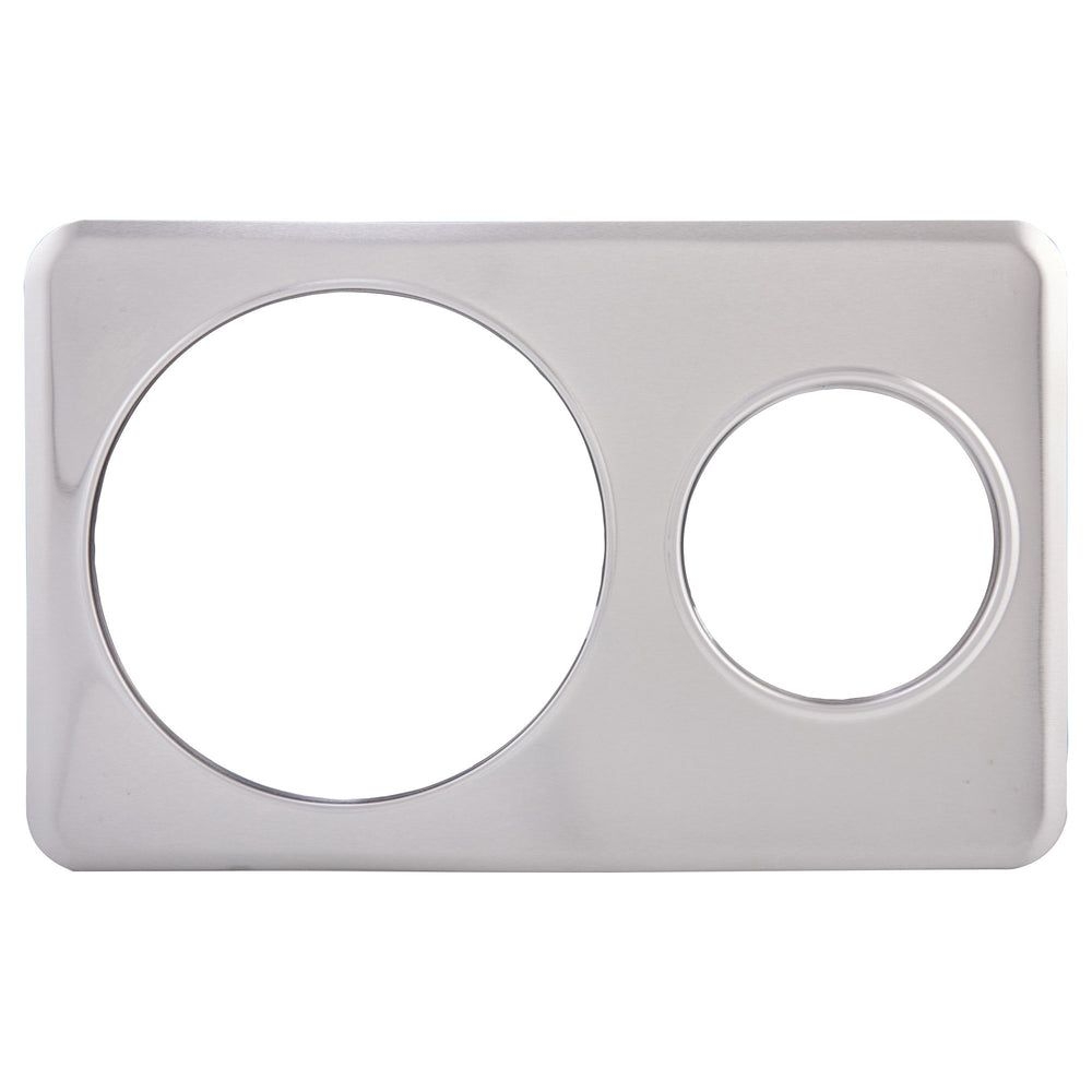 Winco Stainless Steel Rectangle Adaptor Plate With 6 3/8 And 10 3/8 Inch Inset Holes, 21.13 X 13.19 X 1.13 Inch