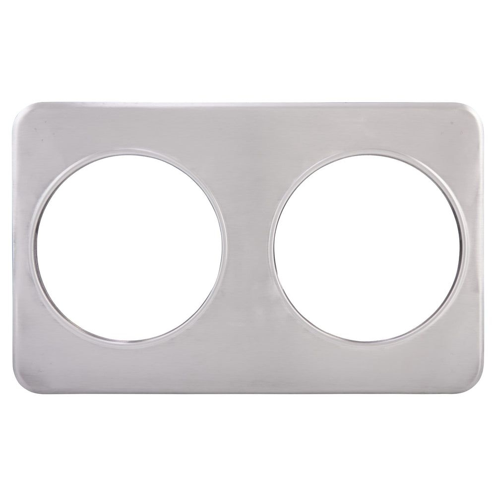 Winco Stainless Steel Rectangle Adaptor Plate With Two 8 3/8 Inch Inset Holes, 21.13 X 13.19 X 0.75 Inch