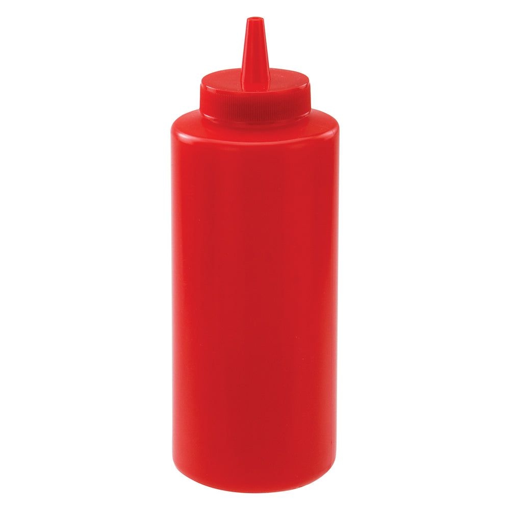 Winco Red Plastic Regular Squeeze Bottle, 12 Ounce Capacity -- 72 Per Case