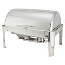 Winco Madison 18/10 Stainless Steel Full Size Roll Top Chafer, 8 Quart.