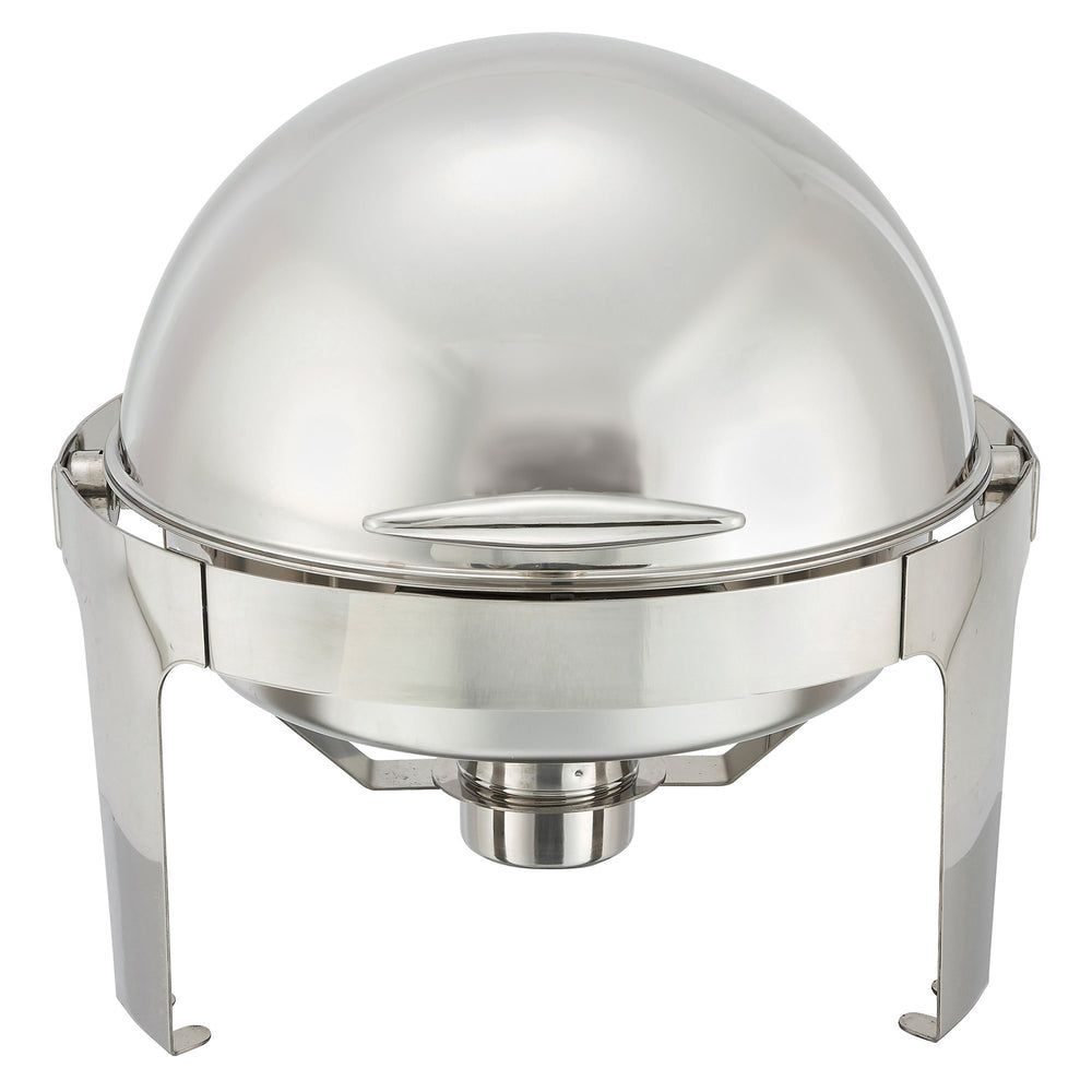 Winco Madison Heavyweight Stainless Steel Round Roll Top Chafer, 6 Quart Capacity