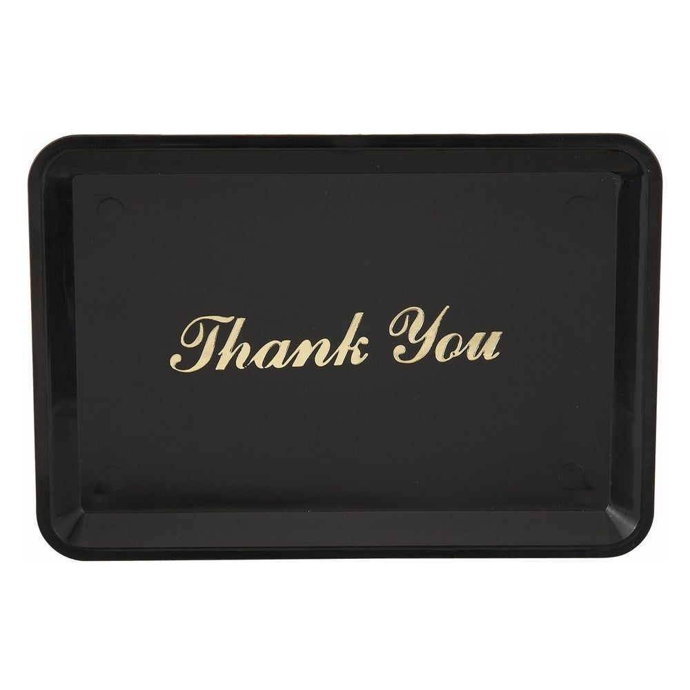 Winco Black Plastic Gold Imprinted Thank You Tip Tray, 4 1/2 X 6 1/2 Inch -- 12 Per Case